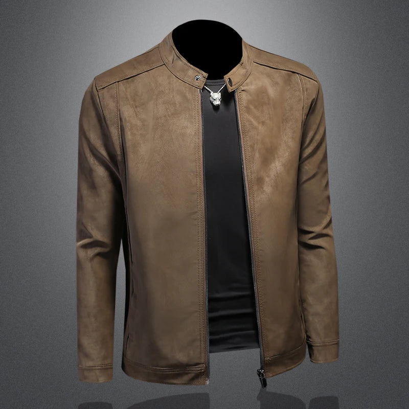 Men's Slim Fit Jacket with Stand-Up Collar