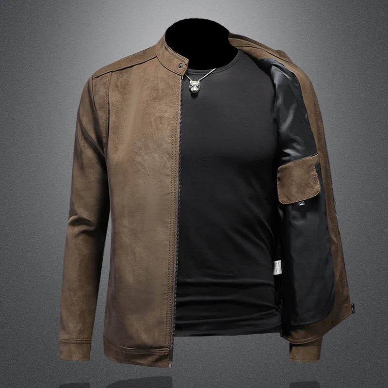 Men's Slim Fit Jacket with Stand-Up Collar