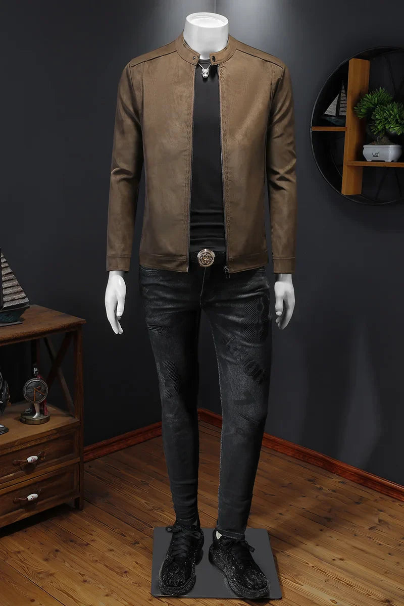 Men's Slim Fit Jacket with Stand-Up Collar