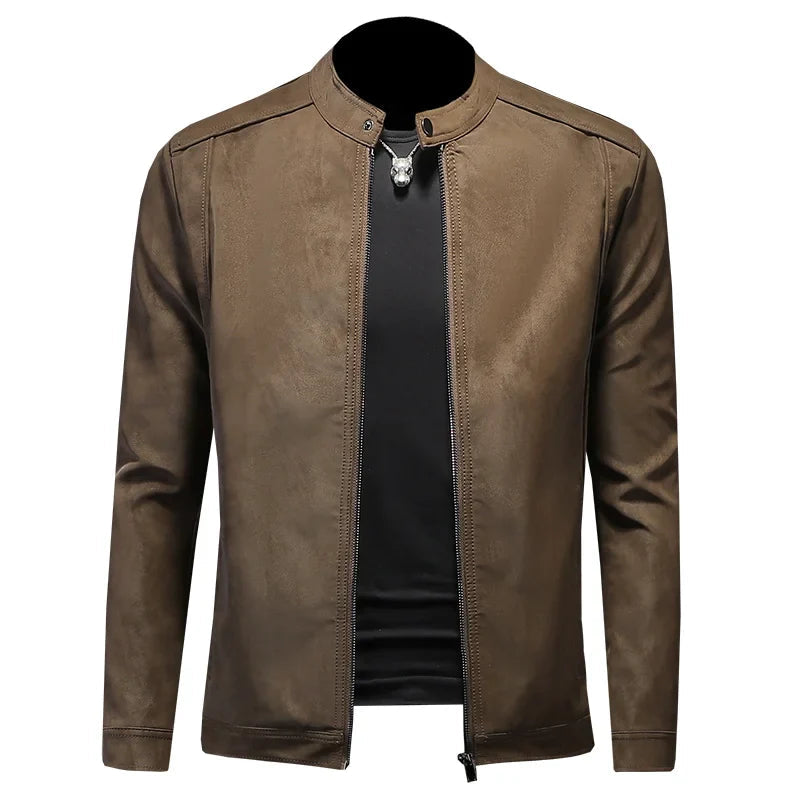 Men's Slim Fit Jacket with Stand-Up Collar