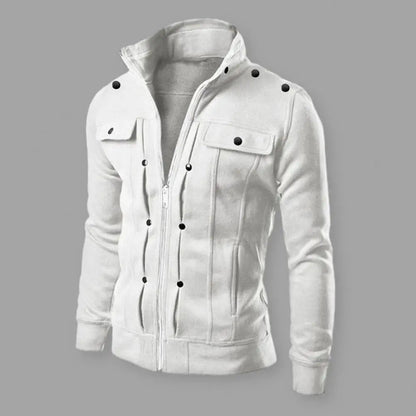Men's Slim Fit Jacket with Stand-Up Collar and Zipper