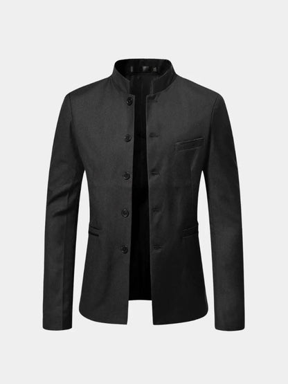 Men's Slim Fit Jacket with Stand-Up Collar