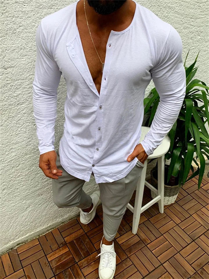 Men's Slim Fit Long Sleeve Dress Shirt