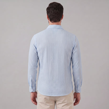 Men's Slim Fit Ribbed Button-Down Dress Shirt