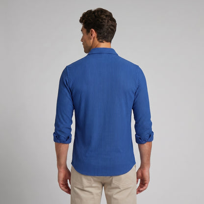 Men's Slim Fit Ribbed Button-Down Dress Shirt