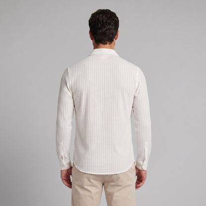 Men's Slim Fit Ribbed Button-Down Dress Shirt