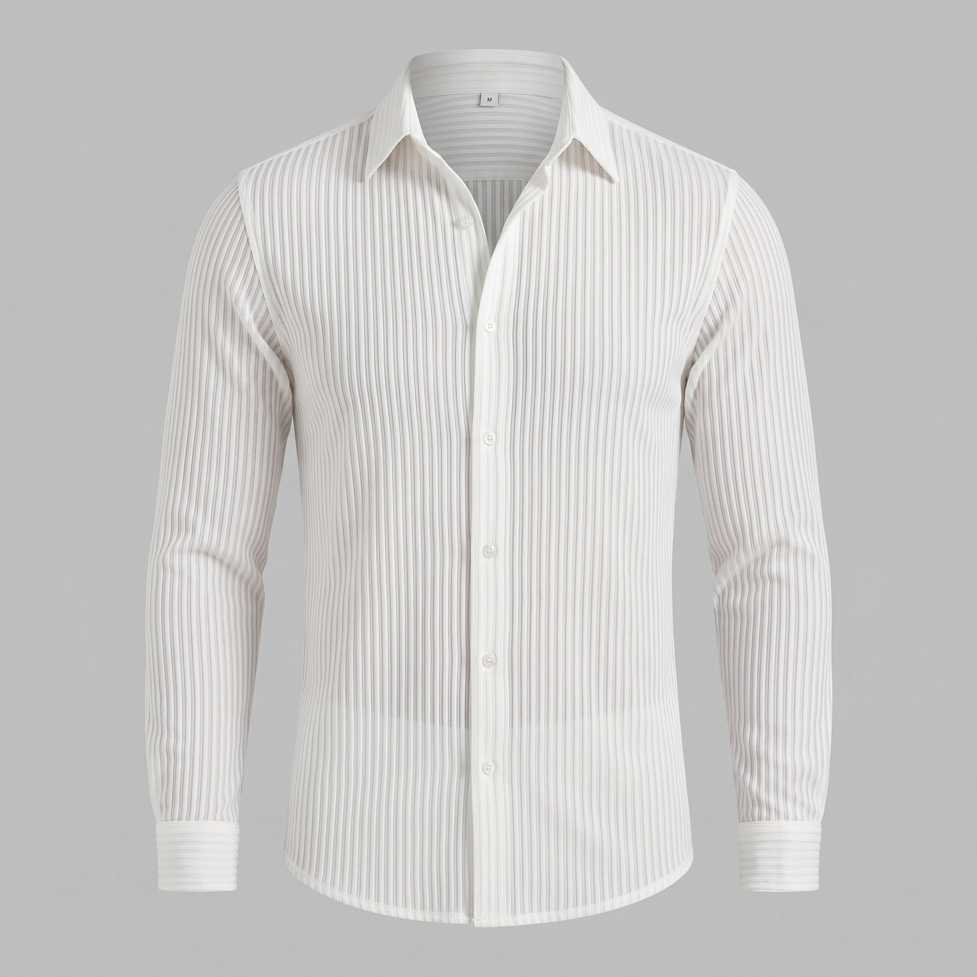 Men's Slim Fit Ribbed Button-Down Dress Shirt