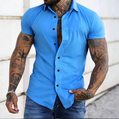 Men's Slim Fit Short Sleeve Dress Shirt