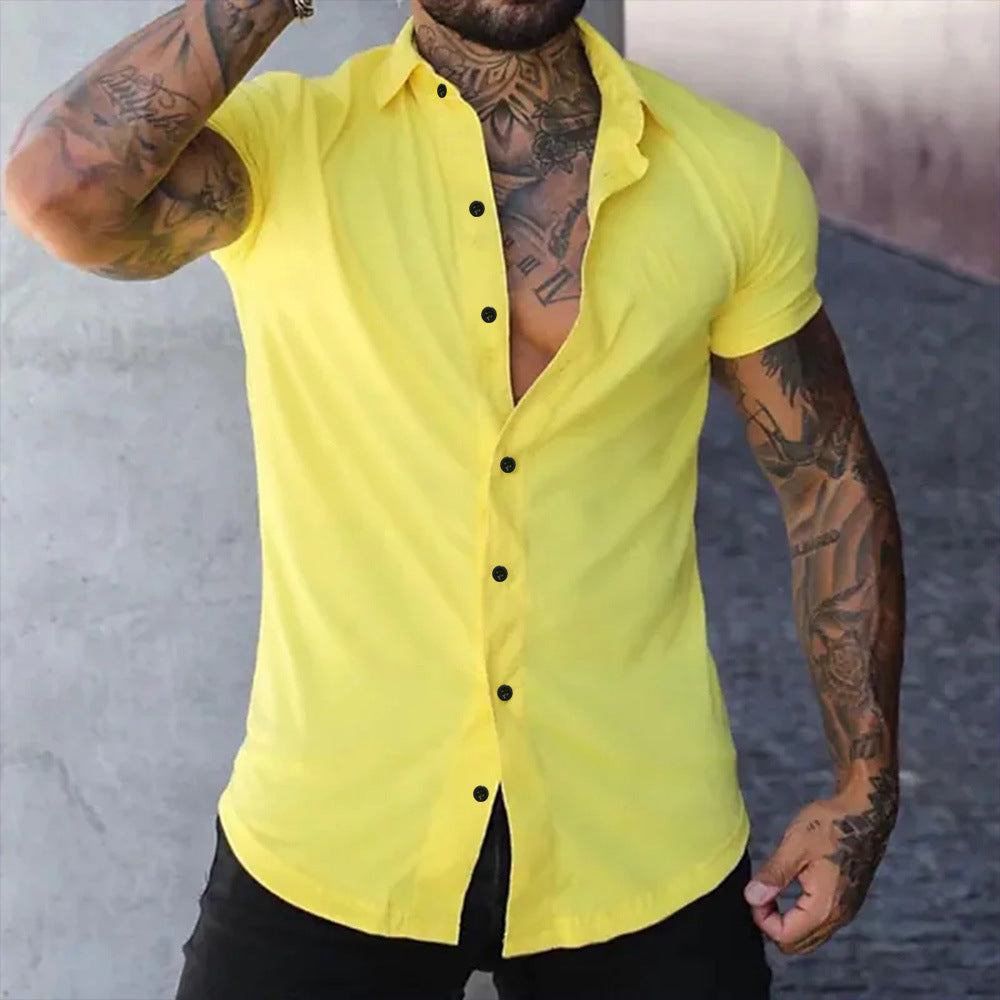 Men's Slim Fit Short Sleeve Dress Shirt