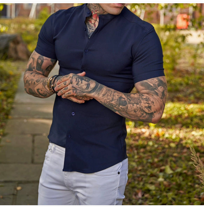 Men's Slim Fit Short Sleeve Dress Shirt
