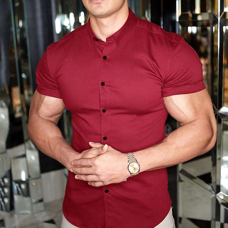 Men's Slim Fit Short Sleeve Dress Shirt