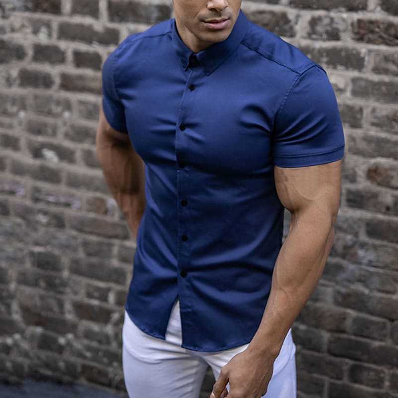 Men's Slim Fit Short Sleeve Dress Shirt