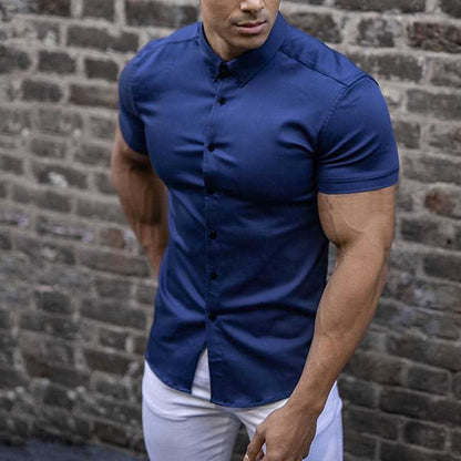 Men's Slim Fit Short Sleeve Dress Shirt