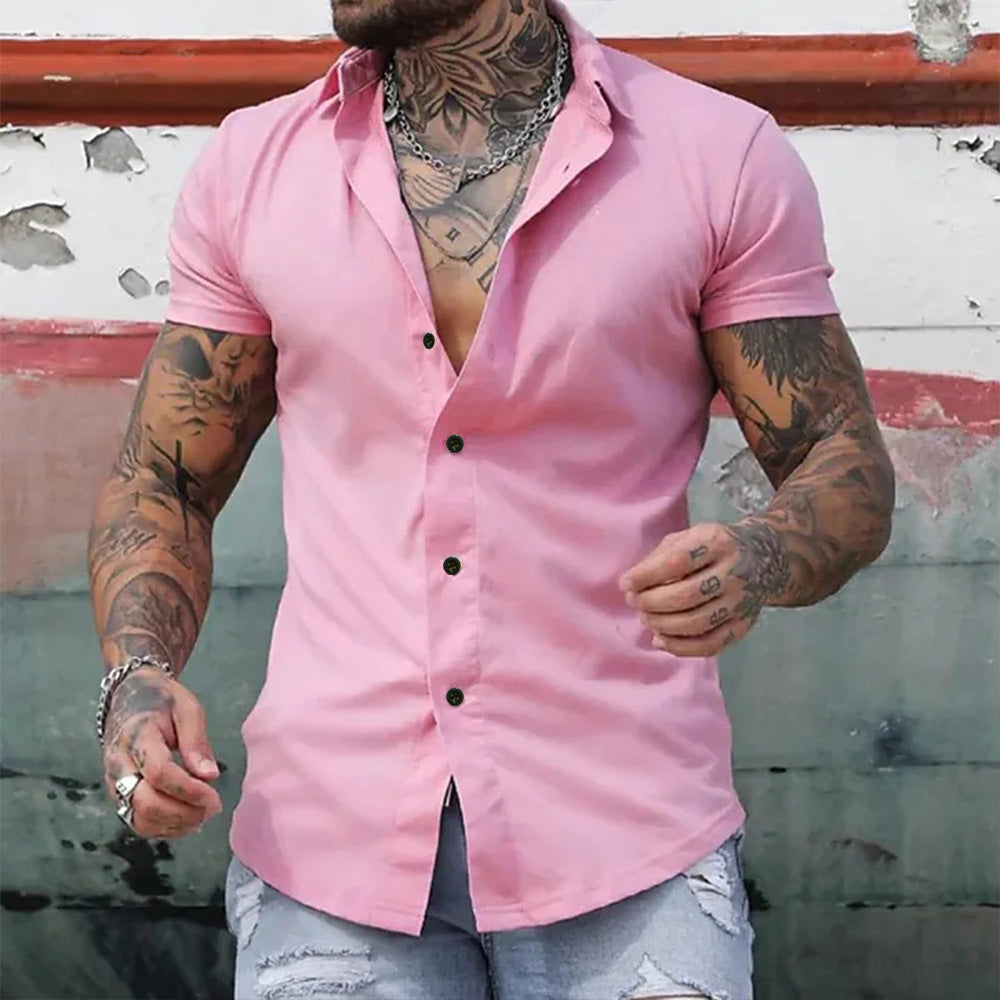 Men's Slim Fit Short Sleeve Dress Shirt