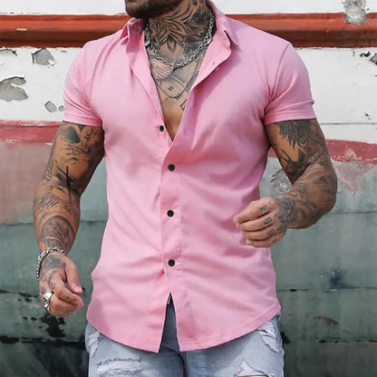 Men's Slim Fit Short Sleeve Dress Shirt