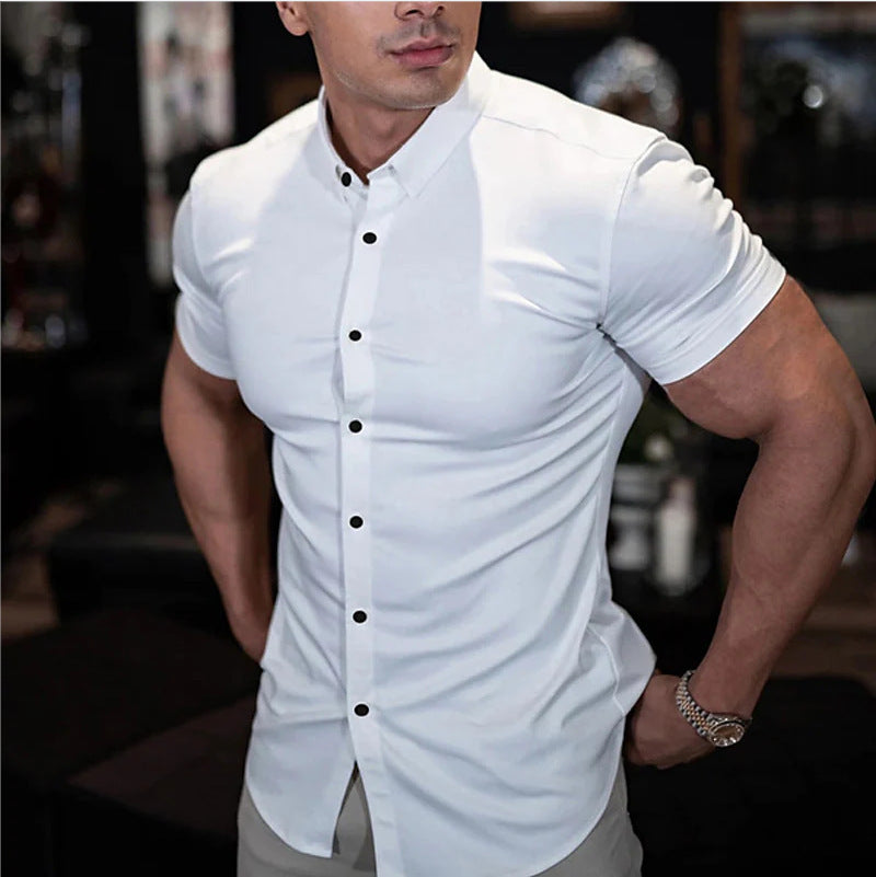 Men's Slim Fit Short Sleeve Dress Shirt