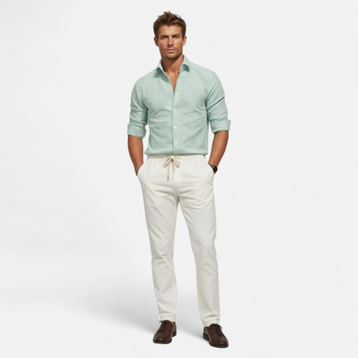 Men's Slim-Fit Striped Business Shirt