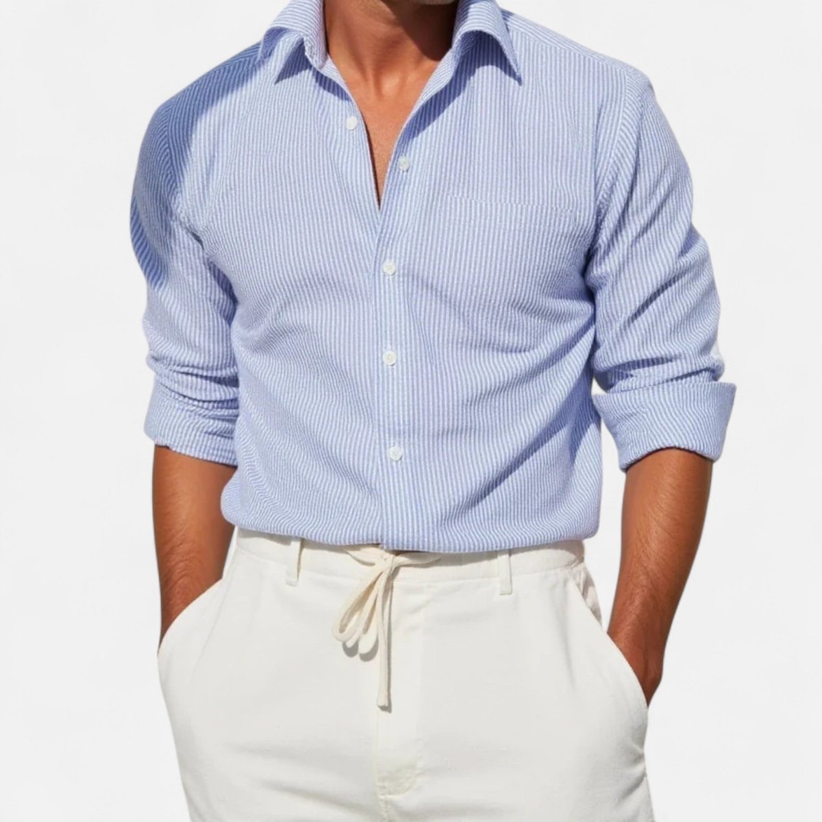 Men's Slim-Fit Striped Business Shirt