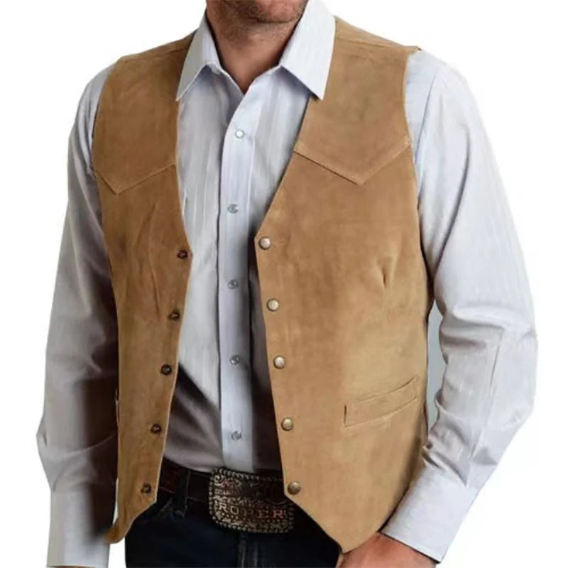 Men's Slim Fit Suede-Look Vest for Smart-Casual Wear