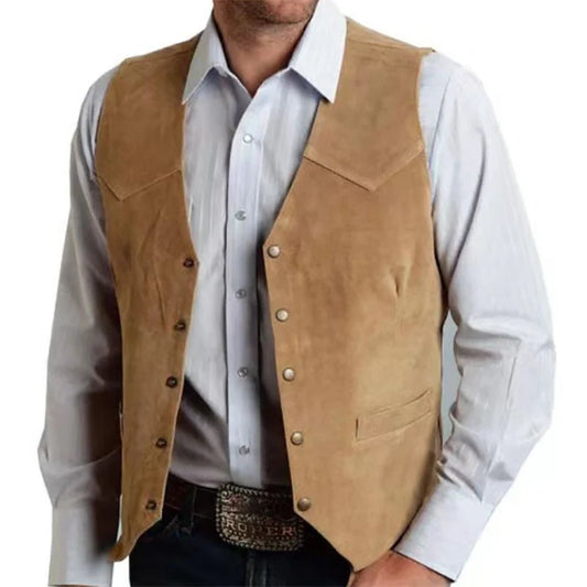 Men's Slim Fit Suede-Look Vest for Smart-Casual Wear