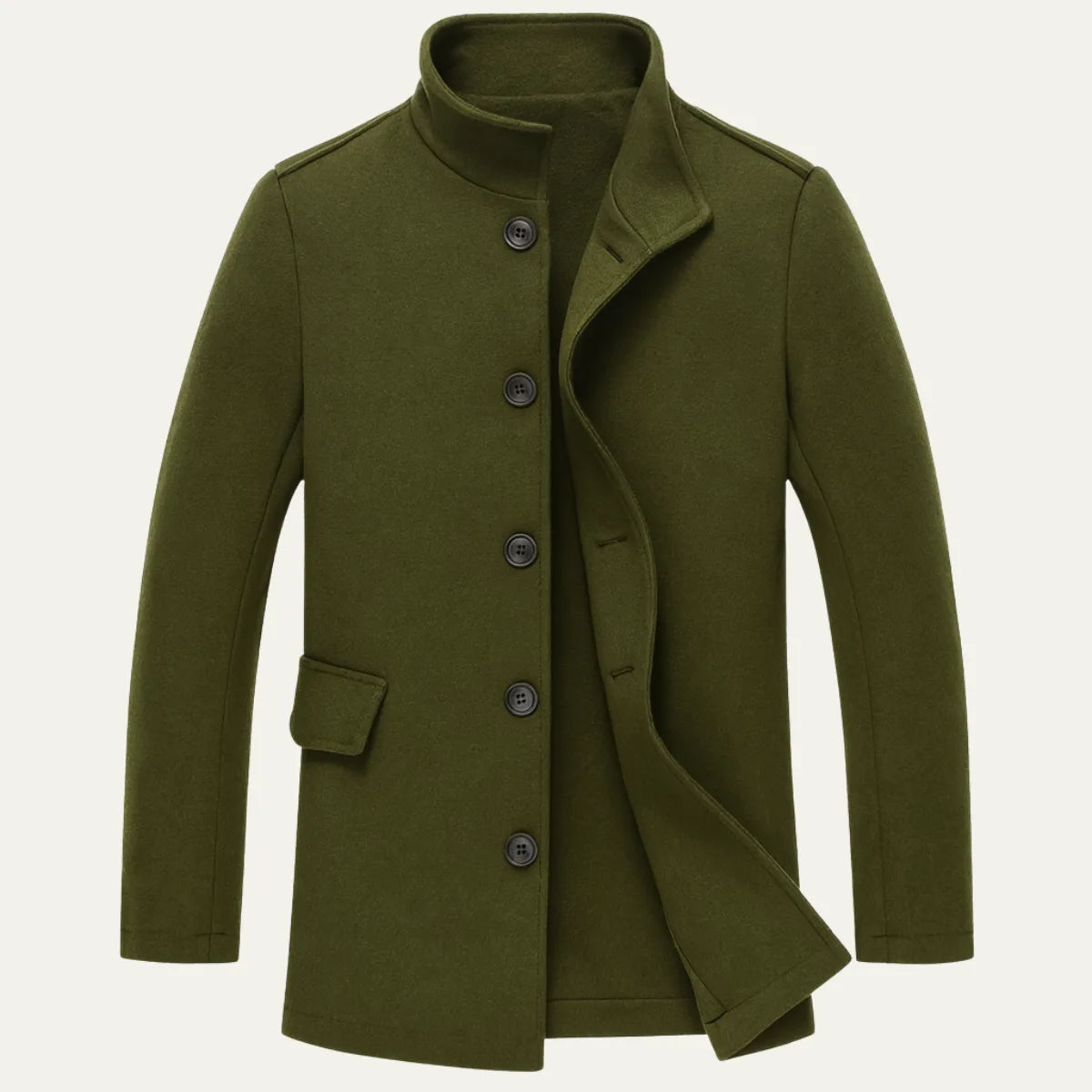 Men's Slim Fit Wool Blend Jacket with Stand Collar