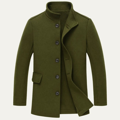 Men's Slim Fit Wool Blend Jacket with Stand Collar