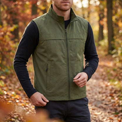 Men's Sporty Sleeveless Bodywarmer with Zipper Pockets