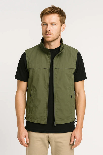 Men's Sporty Sleeveless Bodywarmer with Zipper Pockets