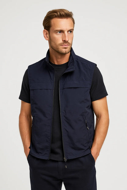 Men's Sporty Sleeveless Bodywarmer with Zipper Pockets