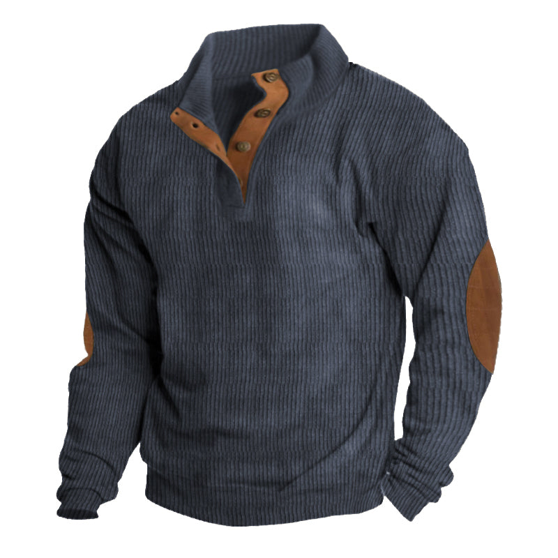 Men's Stand-Up Collar Sweater with Modern Design