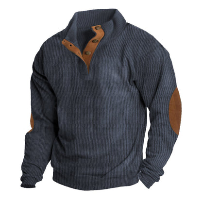 Men's Stand-Up Collar Sweater with Modern Design