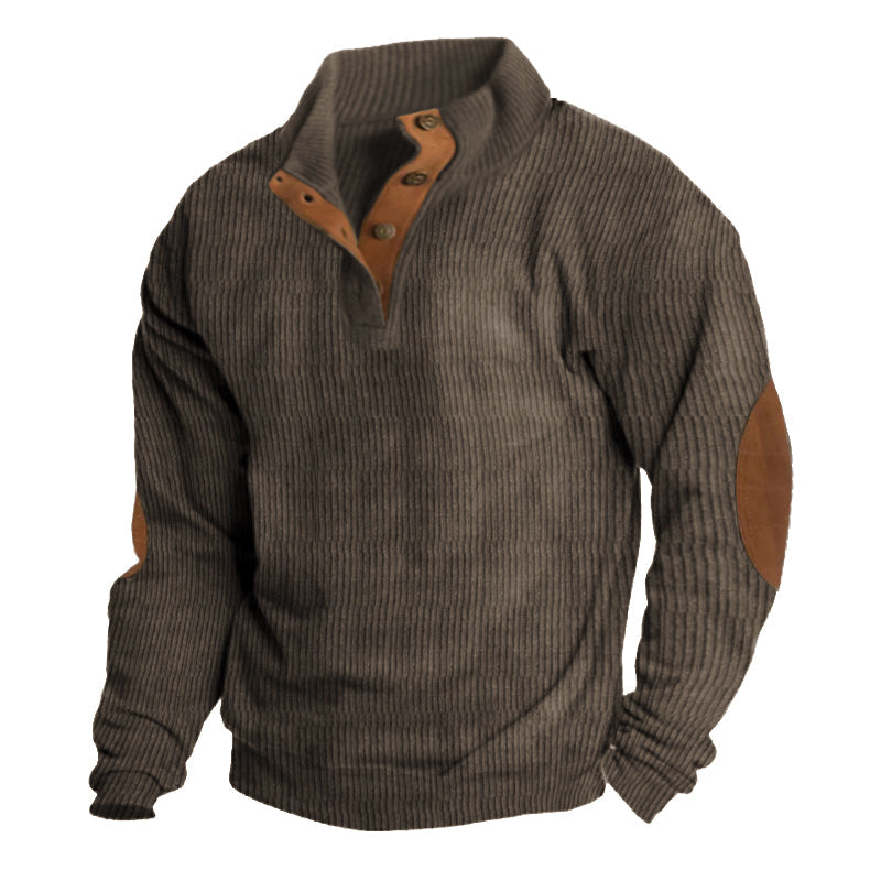Men's Stand-Up Collar Sweater with Modern Design