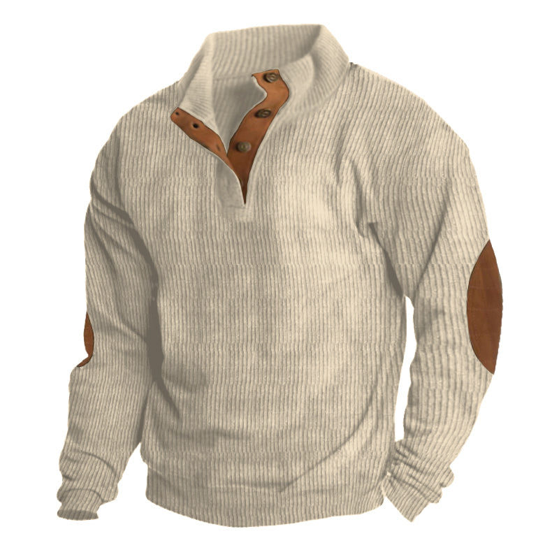 Men's Stand-Up Collar Sweater with Modern Design