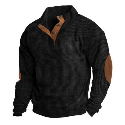 Men's Stand-Up Collar Sweater with Modern Design