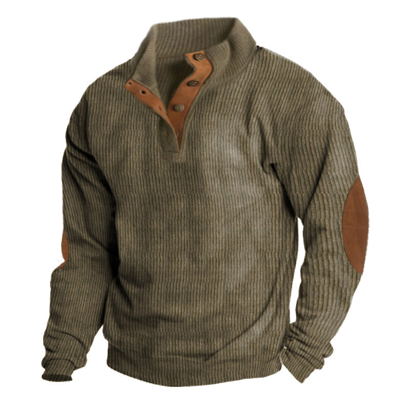 Men's Stand-Up Collar Sweater with Modern Design