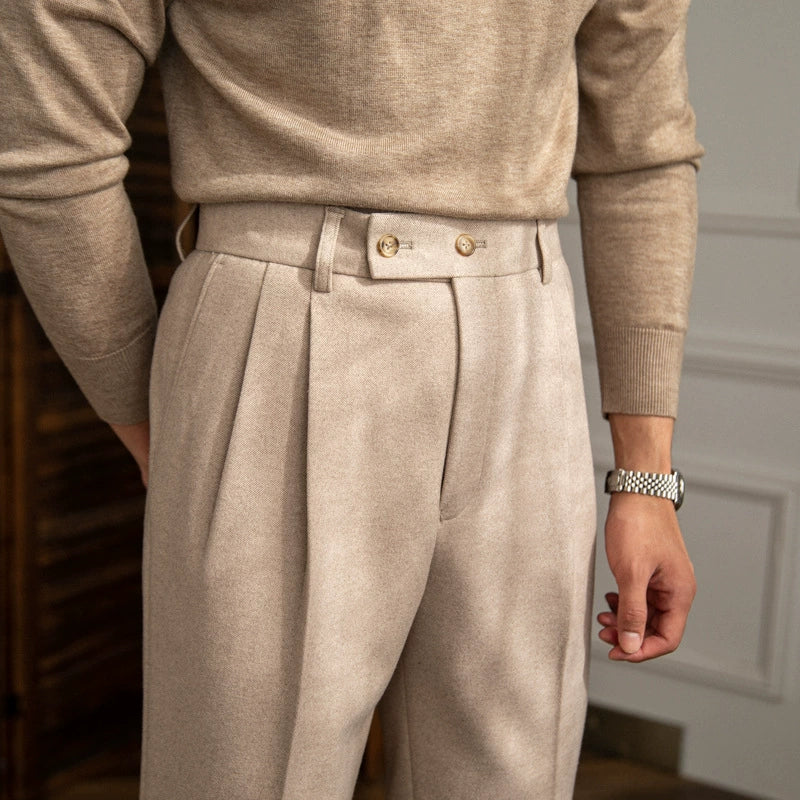Men's Straight Fit Trousers with Pressed Crease