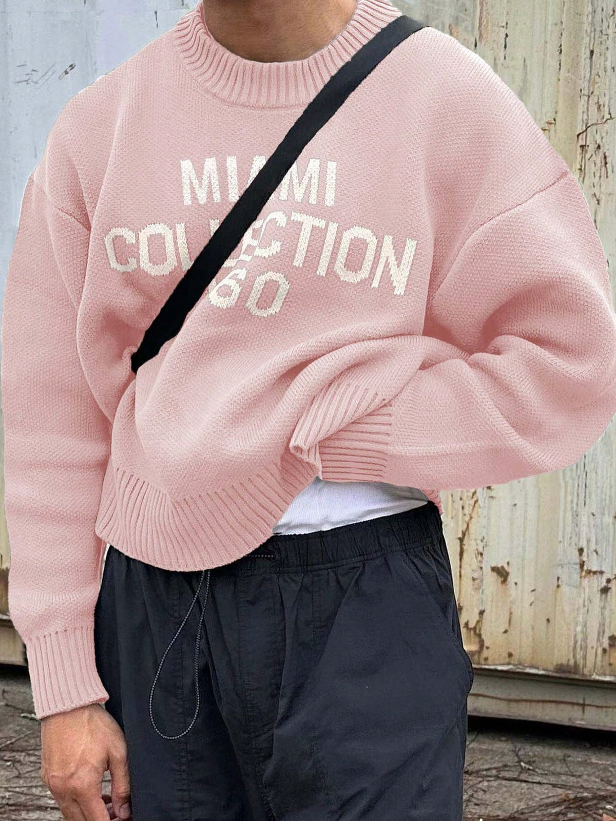 Men's Street Style Knitted Sweater with Round Neck