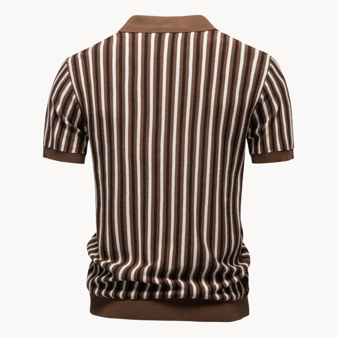 Men's Stripe Knit Polo Shirt