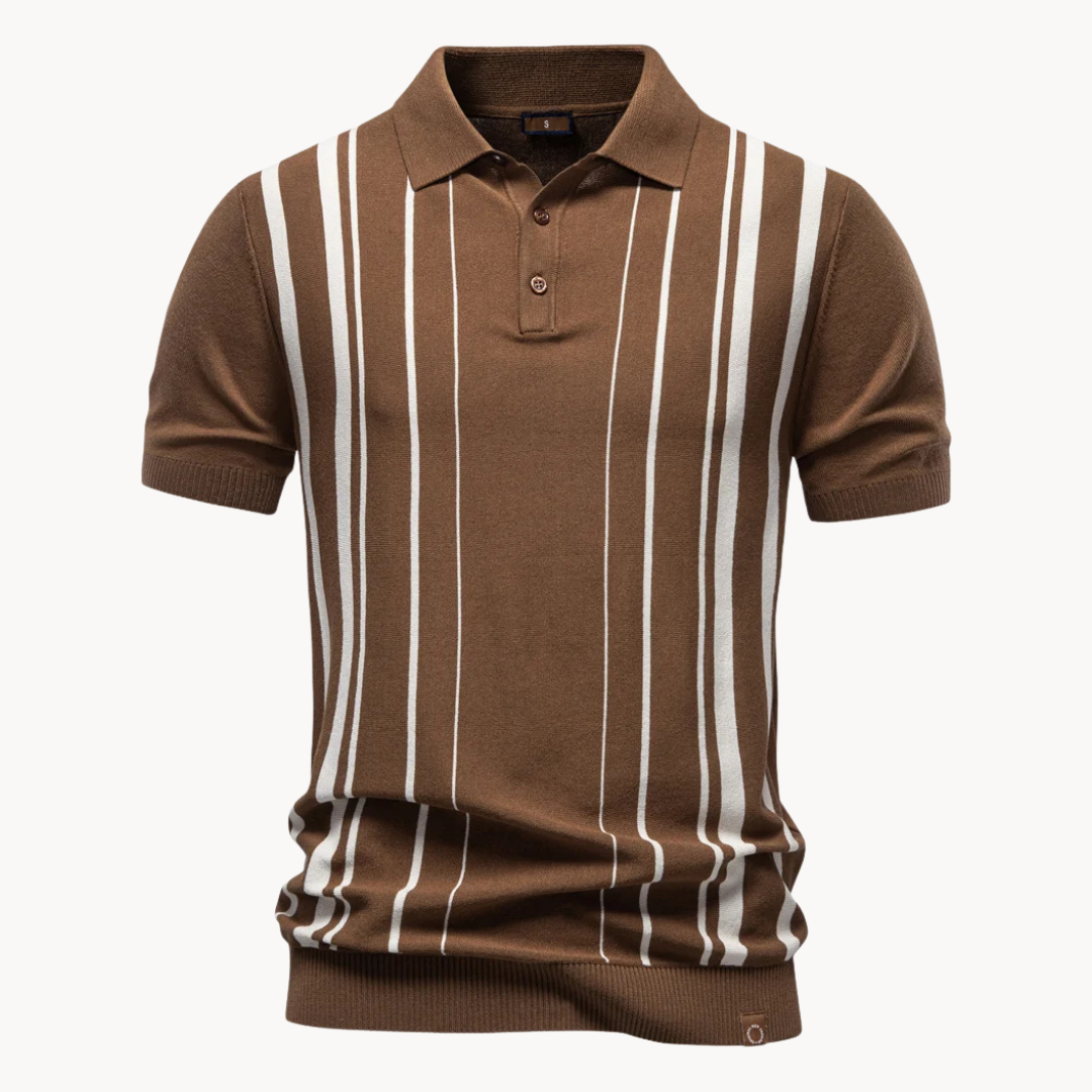 Men's Stripe Knit Polo Shirt