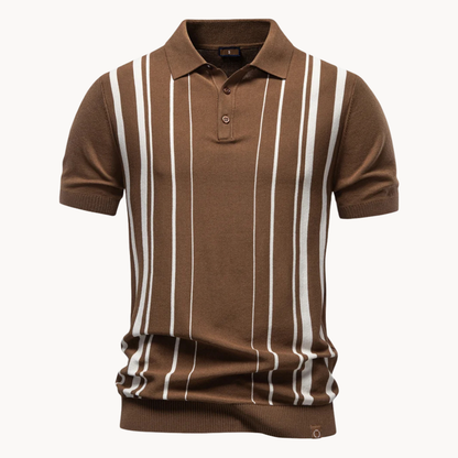 Men's Stripe Knit Polo Shirt
