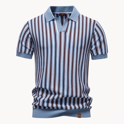 Men's Stripe Knit Polo Shirt
