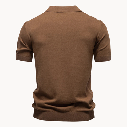 Men's Stripe Knit Polo Shirt