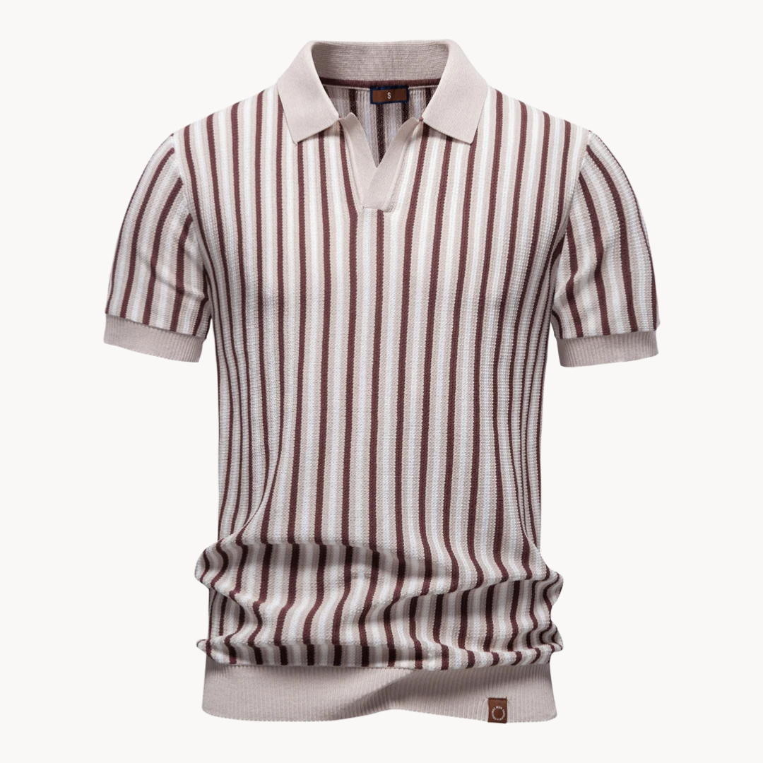 Men's Stripe Knit Polo Shirt