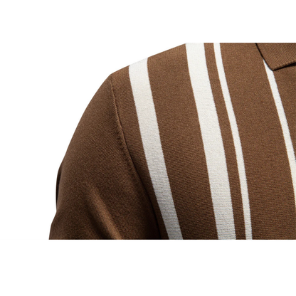 Men's Stripe Knit Polo Shirt