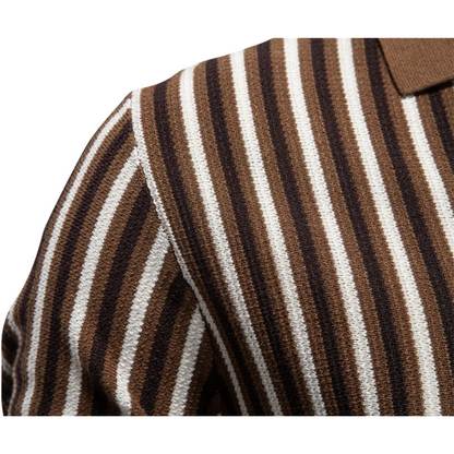 Men's Stripe Knit Polo Shirt