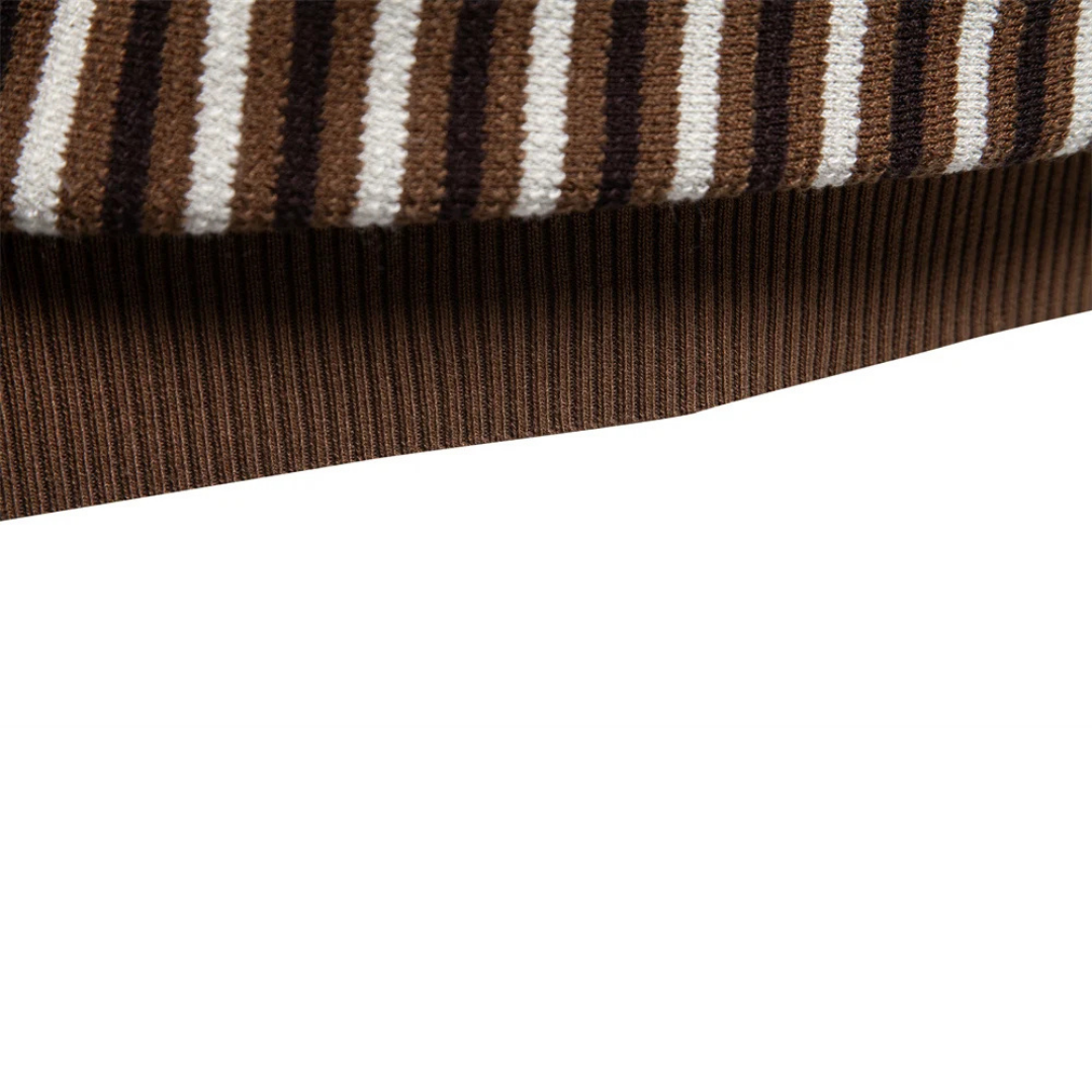 Men's Stripe Knit Polo Shirt