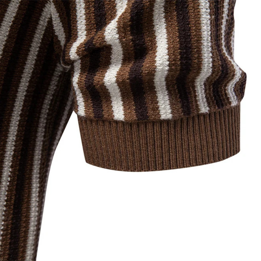 Men's Stripe Knit Polo Shirt