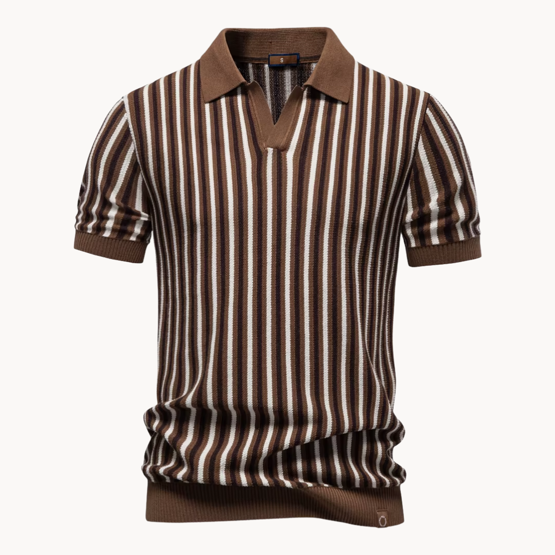 Men's Stripe Knit Polo Shirt