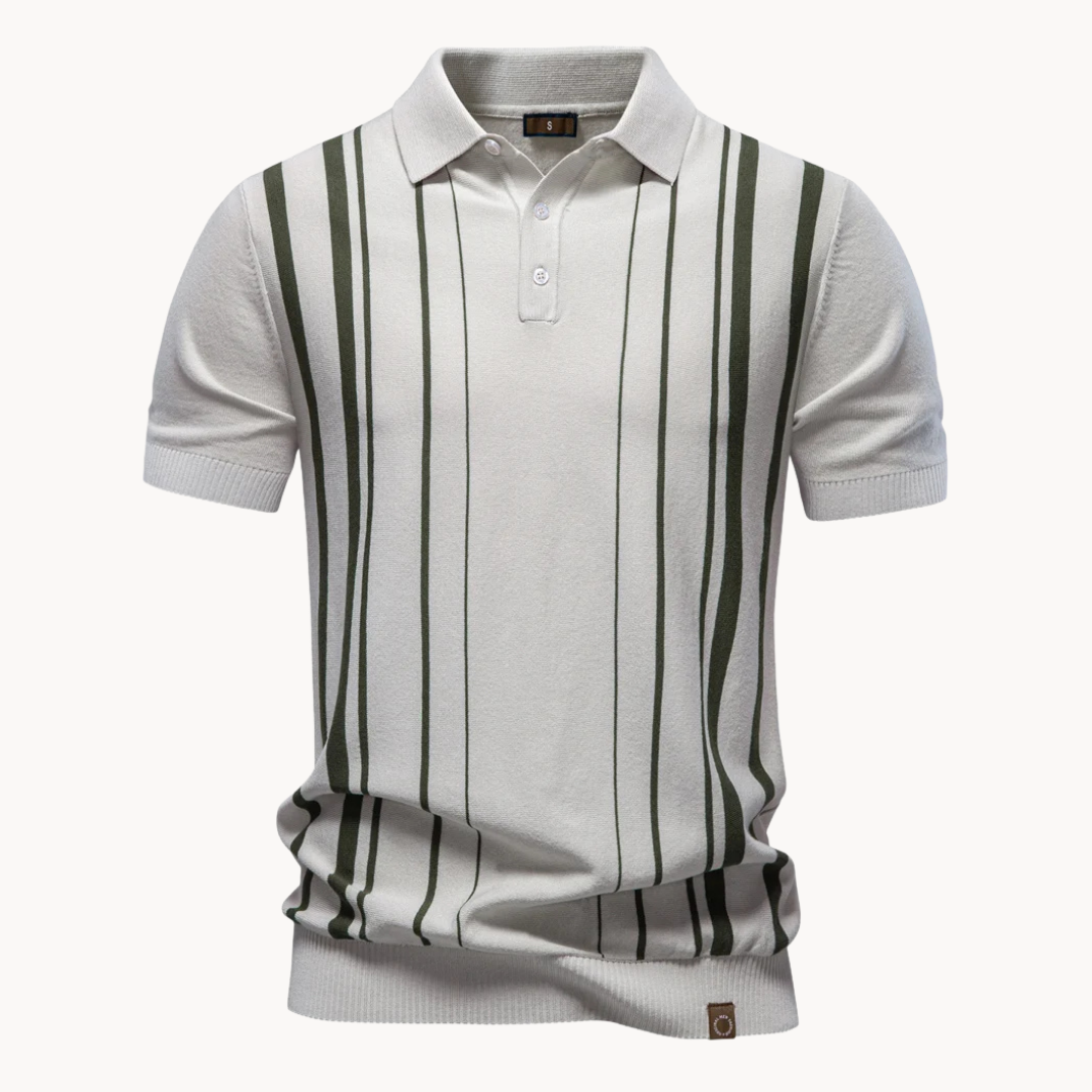 Men's Stripe Knit Polo Shirt