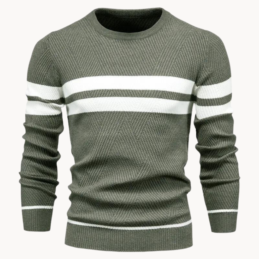 Men's Striped Crewneck Sweater for Everyday Wear
